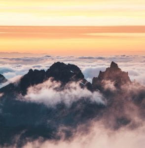 Mountain tops in the clouds