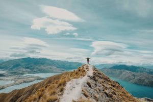 Man on a mountain top.